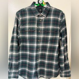 VANS FLANNEL BUTTON DOWN SHIRT SIZE LARGE GREEN
